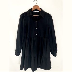 ZARA | Black Denim | Long Sleeve Dress | Small